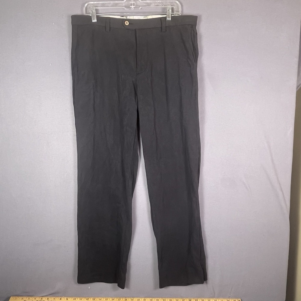 Tommy Bahama Mens Dress Pants 35x32 Black 90% Silk Luxury Trousers Casual